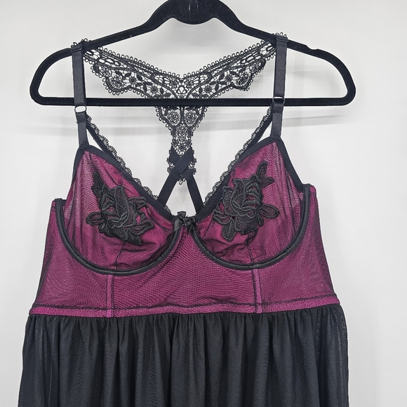 Torrid Racerback Black & Pink Babydoll Whimsy Fairy Goth Lingere - Picture 3 of 8